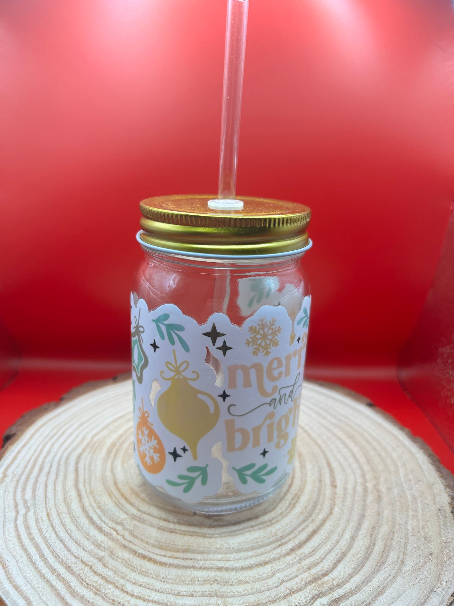 Merry Xmas Glass Jar