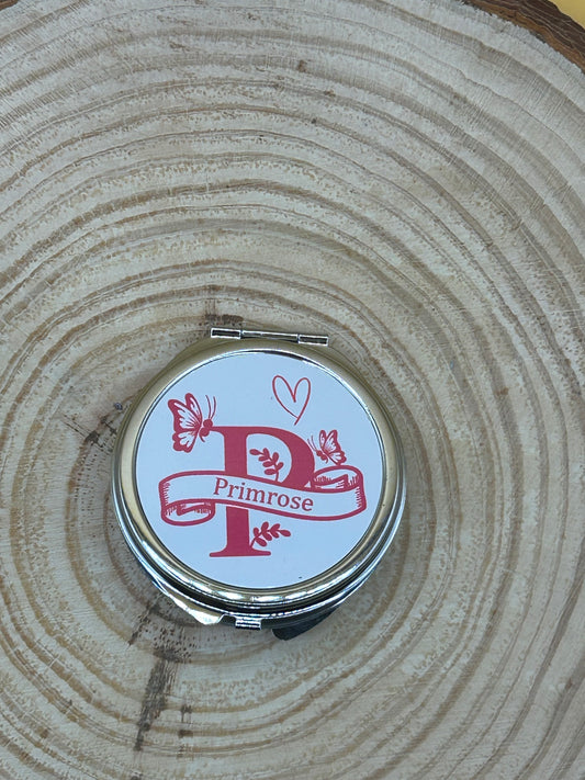 Monogram Initial Compact Mirror
