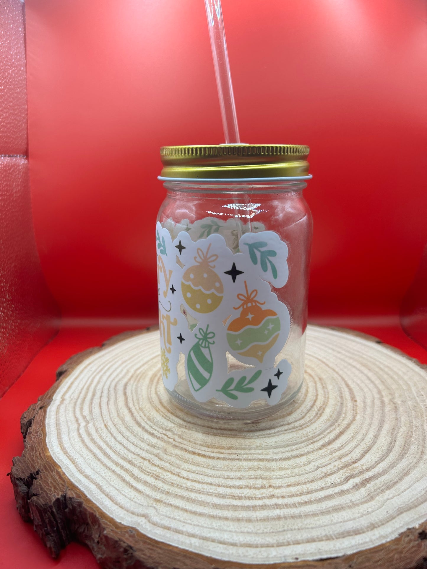 Merry Xmas Glass Jar