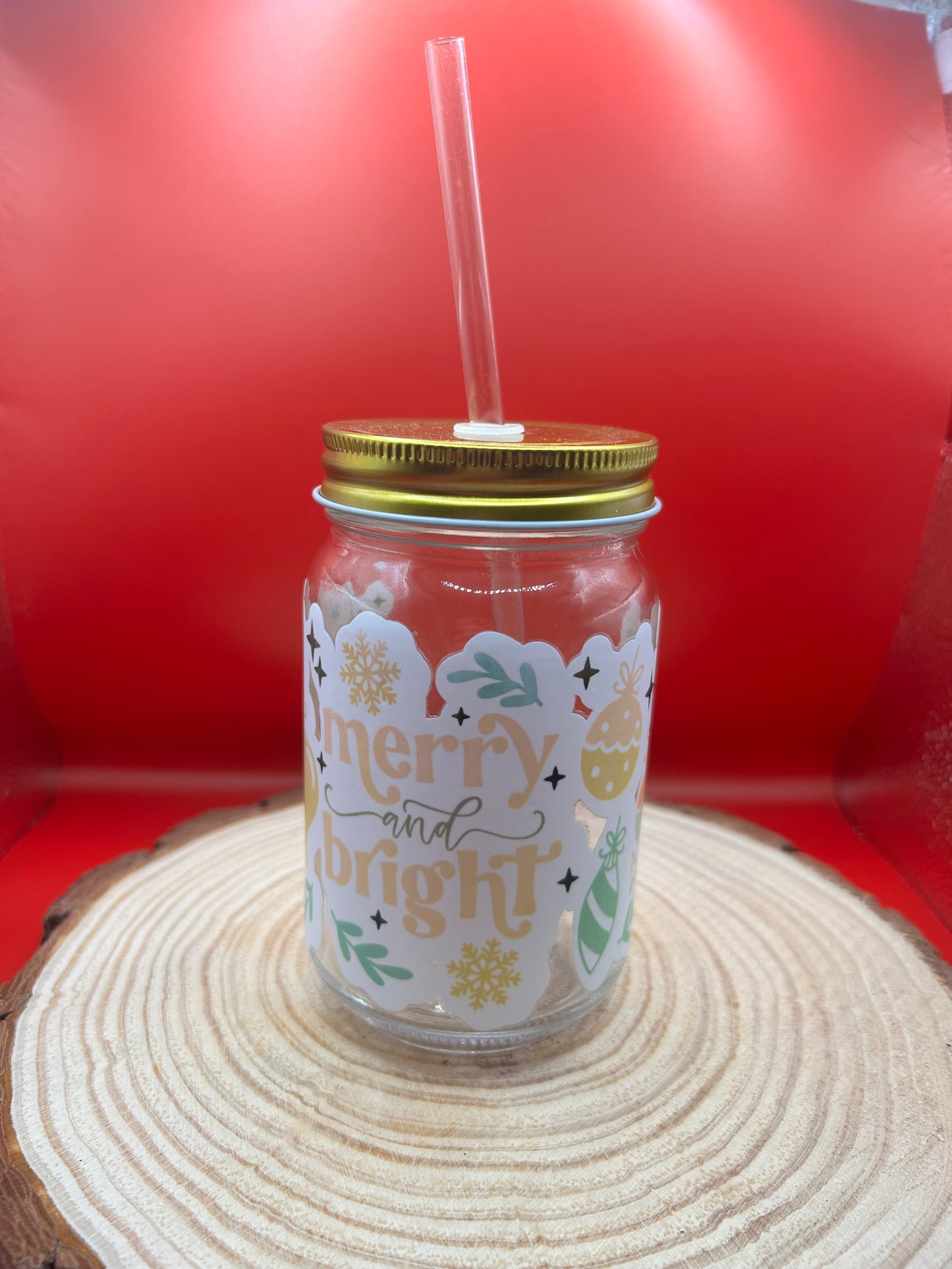 Merry Xmas Glass Jar